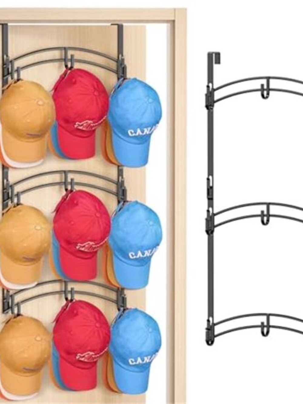 Over Door Hat Rack Organizer Baseball Cap Storage Hooks Closet Space Saver